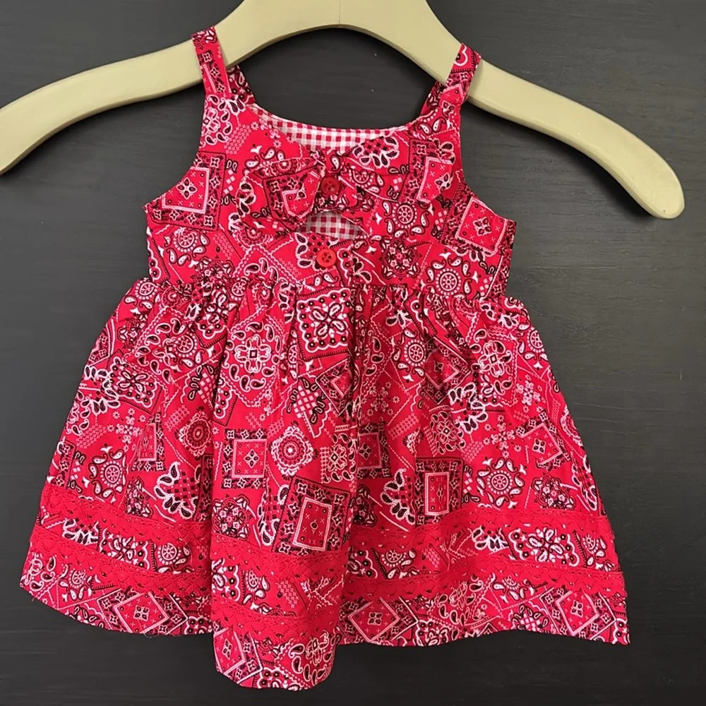 Blueberi Boulevard Baby Girls Red Handkerchief Dress